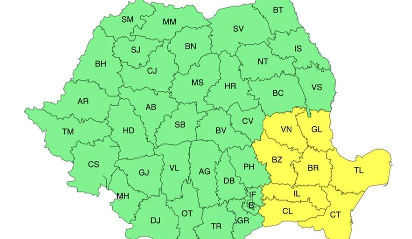 Dobrogea, sub COD GALBEN de vânt puternic