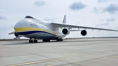 Antonov An-124-100M Ruslan, una dintre cele mai impresionante aeronave din lume, a aterizat pe Aeroportul „Mihail Kogălniceanu”