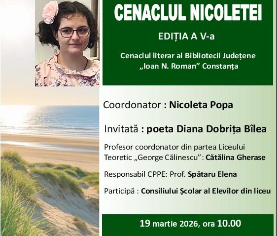 „Cenaclul Nicoletei” va avea loc la Liceul Teoretic „George Călinescu” din Constanța