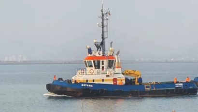 MMT: Începe operațiunea de ranfluare a remorcherului Astana, scufundat în zona portuară Midia