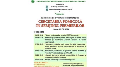 AUDIO | VALU LUI TRAIAN: SCDP Constanța organizează workshopul „Cercetare pomicolă în sprijinul fermierilor”