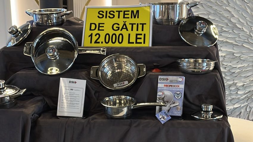 VIDEO: O prezentare de “oale minune”, întreruptă de inspectorii CJPC Constanța. Oamenii erau „convinși” să achite sume foarte mari pentru diferite produse