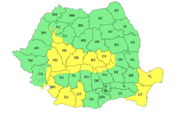ANM: Răcire accentuată, precipitații și vânt puternic, în următoarele zile. Dobrogea, sub COD GALBEN de vreme rea