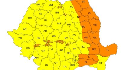 Județele CONSTANȚA și TULCEA vizate de cod galben și portocaliu