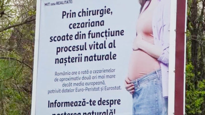 Colegiul Medicilor din România despre panourile anti-cezariană: Informațiile afișate, lipsite de fundament științific