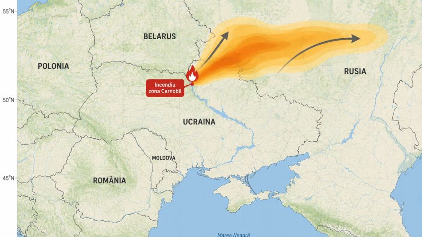 UCRAINA: Un incendiu provocat de o dronă a mistuit peste 1.000 de hectare de pădure din zona radioactivă de la Cernobîl