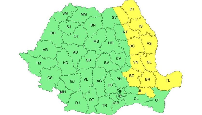 Avertizări de ploi și vijelii, până sâmbătă. Dobrogea, vizată de un COD GALBEN de vânt puternic