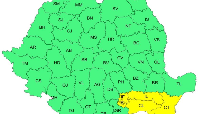 CONSTANȚA sub avertizare! Cod GALBEN de ploi torențiale însemnate cantitativ