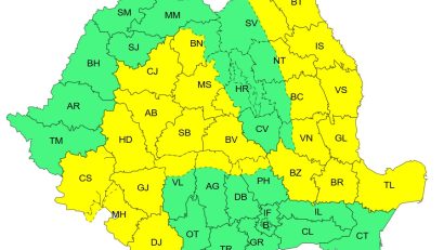 Vijelii şi averse torenţiale în nord-vestul, nordul, estul şi local centrul şi sud-estul ţării