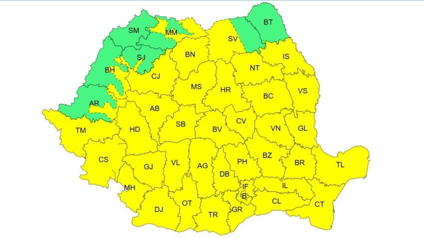 Dobrogea, sub atenționare meteorologică COD GALBEN de intensificări ale vântului, grindină și averse torențiale