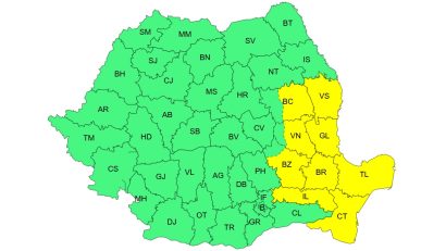 ANM: Intensificări ale vântului în județe din Moldova, Muntenia și Dobrogea, vineri și sâmbătă
