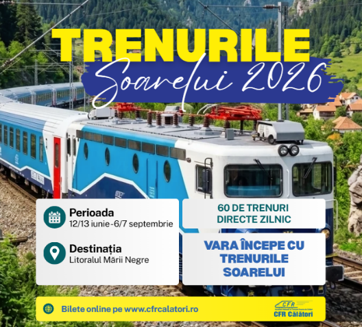 CFR Călători: 60 de trenuri directe intră în circulație în programul estival „Trenurile Soarelui”