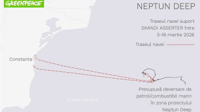 Greenpeace România semnalează o posibilă poluare în Marea Neagră, în zona Neptun Deep