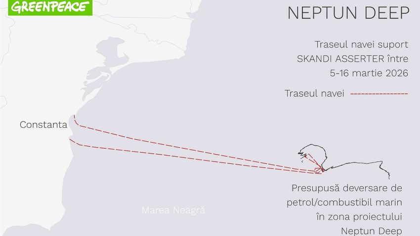 Greenpeace România semnalează o posibilă poluare în Marea Neagră, în zona Neptun Deep