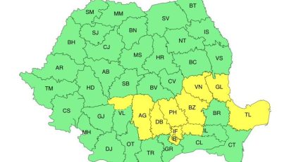 Nordul Dobrogei, sub atenționare meteorologică COD GALBEN de instabilitate atmosferică și averse însemnate cantitativ