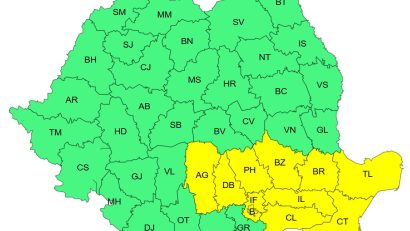 Județele CONSTANȚA și TULCEA vizate de un cod GALBEN. Averse însoțite de descărcări electrice