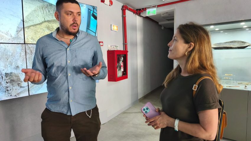 AUDIO | Frumusețea picturii Mormântului Hypogeu din Constanța, admirată de artista Danielle Riede, profesor de pictură la Indiana University din Statele Unite ale Americii