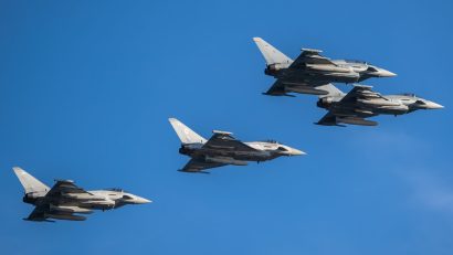 MApN: Avioane Eurofighter Typhoon italiene au aterizat la Baza 57 Aeriană Mihail Kogălniceanu
