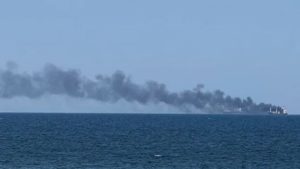 ANR: Incendiul de la bordul navei GAS LISBON a scăzut în intensitate