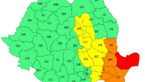 Avertizare meteo! Județul CONSTANȚA sub cod PORTOCALIU, TULCEA – cod ROȘU!