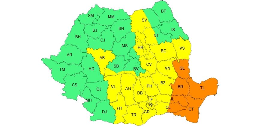 Dobrogea, vizată de un nou COD PORTOCALIU de furtuni