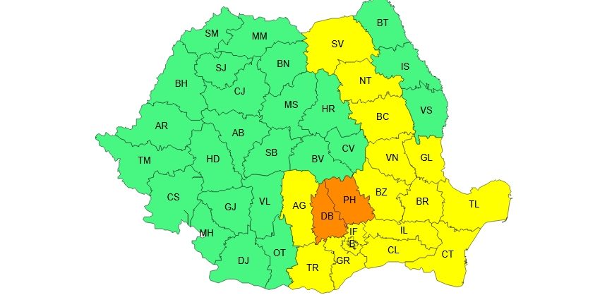 Avertizări de vreme severă. Dobrogea, sub Cod Galben de averse