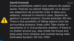 TULCEA: Trei mesaje RO-Alert pentru populația din Nord-Estul județului și patru aeronave ridicate de la sol