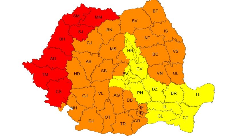 Noi avertizări de temperaturi extreme în toată țara. Cod Roșu în 7 județe, unde vor fi 41 de grade