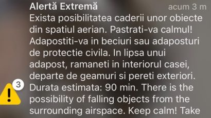 Al treilea mesaj RO-Alert din cauza dronelor în nordul județului Tulcea