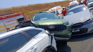 Accident cu mai multe mașini implicate, pe A2, spre Capitală. Traficul a fost deviat