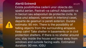 Mesaj RO Alert pentru zona nord-vest a județului TULCEA