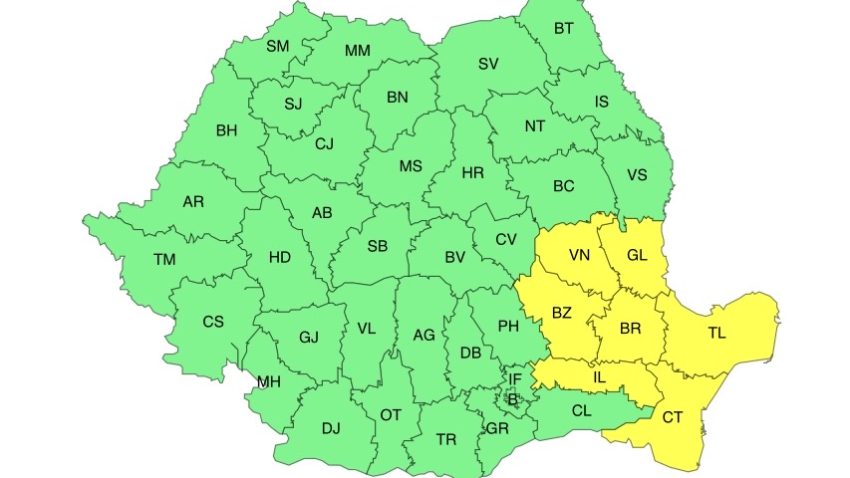 Dobrogea, sub atenționare COD GALBEN de vânt