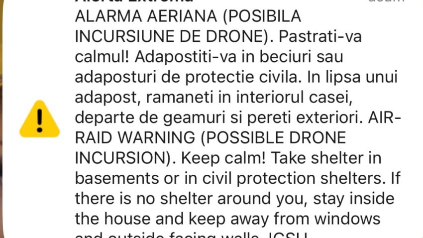 MApN: O țintă aeriană a fost detectată în apropierea graniței cu România. Populația din Nordul județului Tulcea, alertată prin mesaj RO-ALERT