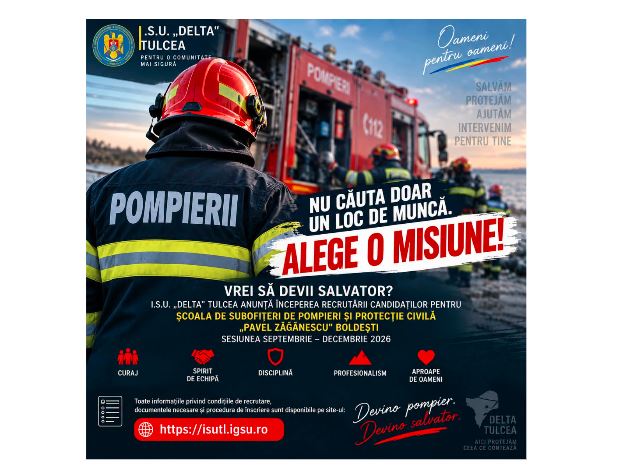 Oportunitate de carieră în uniformă: ISU TULCEA recrutează candidați pentru Școala de Subofițeri