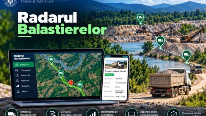 Ministerul Mediului: Aplicația ‘Radarul Balastierelor’ a ajuns în etapa de recepție finală, dar nu poate fi utilizată