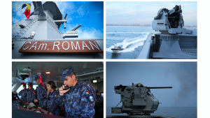 Primele trageri ale corvetei „Contraamiral August Roman” de la intrarea în serviciul Forțelor Navale Române