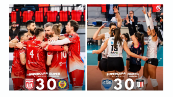 CS Dinamo Bucureşti și CSO Voluntari au câștigat Supercupa României la volei masculin și feminin, sâmbătă, în Sala Polivalentă din Tulcea