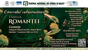 „Concertul extraordinar Familia Romanței” va avea loc în Sala Colegiului Național de Arte „Regina Maria” din Constanța