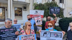 CONSTANȚA: Câteva zeci de iubitori de animale au protestat în fața Primăriei