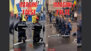 Imagini FALSE în mediul online cu persoane îmbrăcate în jandarmi care îngenunchează