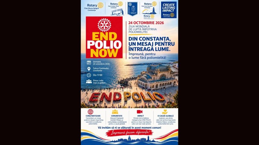 CONSTANȚA: O acțiune de conștientizare dedicată Zilei Mondiale de Luptă Împotriva Poliomielitei va avea loc pe faleza Cazinoului