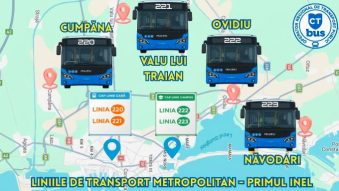 CT BUS – operator regional: 4 noi trasee metropolitane și tarife unice între Constanța, Cumpăna, Valu lui Traian, Ovidiu și Năvodari