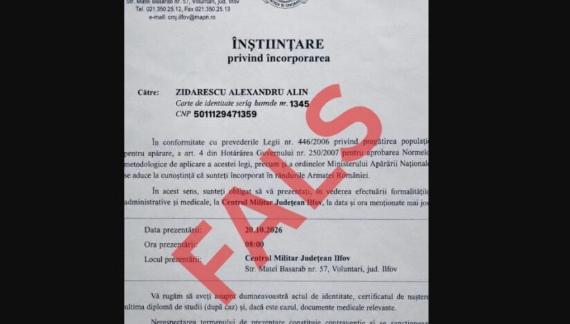 MApN: Atenție! Circulă false „înștiințări despre încorporarea tinerilor” în armată