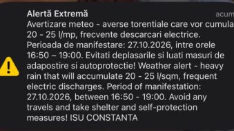COD ROȘU de vreme severă la CONSTANȚA: Averse torențiale și cantități mari de apă! Un nou mesaj RO-ALERT